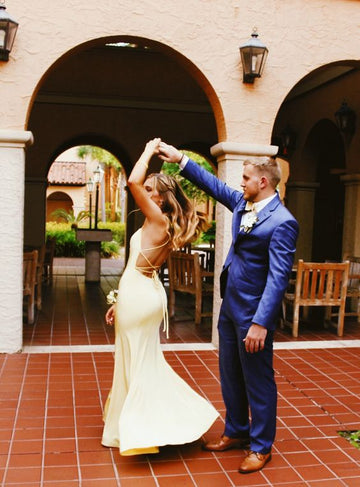 Yellow Prom Dresses,Long Backless Evening Dress Pretty Prom Dresses HZ1023